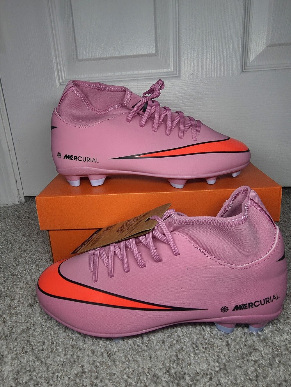 Nike Mercurial Superfly 10 Club FG/MG Youth Soccer Cleats Pink Orange Youth 5Y
